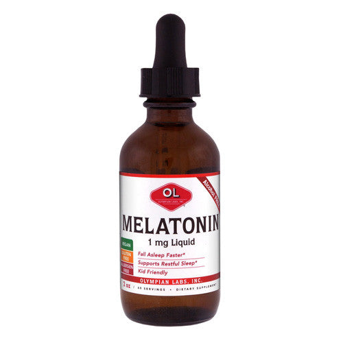 Olympian Labs 1mg Alcohol Free Liquid Melatonin Suports Restful Sleep, 2 oz